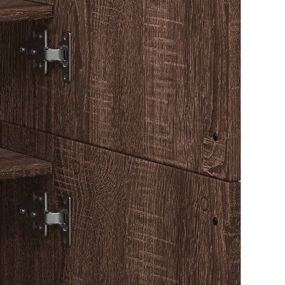 Brown Oak Shoe Cabinet Engineered Wood Medium Shoe Storage