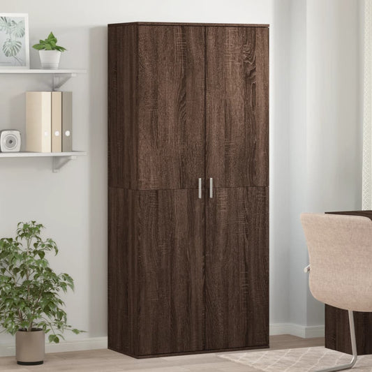 Brown Oak Shoe Cabinet Engineered Wood Medium Shoe Storage