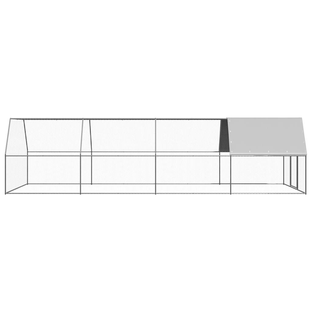 Chicken Cage Silver and Grey Galvanized Steel, Polyethylene Large