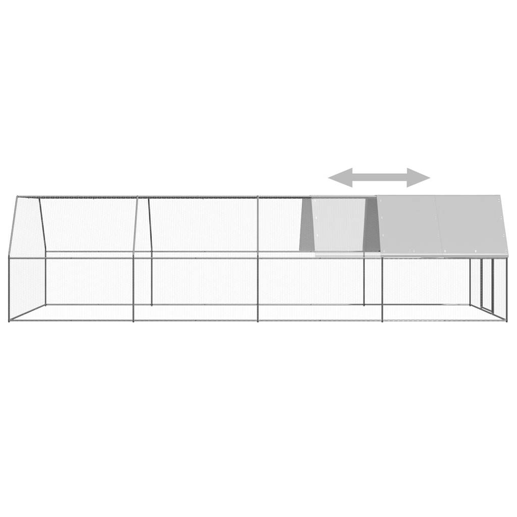 Chicken Cage Silver and Grey Galvanized Steel, Polyethylene Large