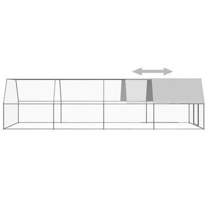 Chicken Cage Silver and Grey Galvanized Steel, Polyethylene Large