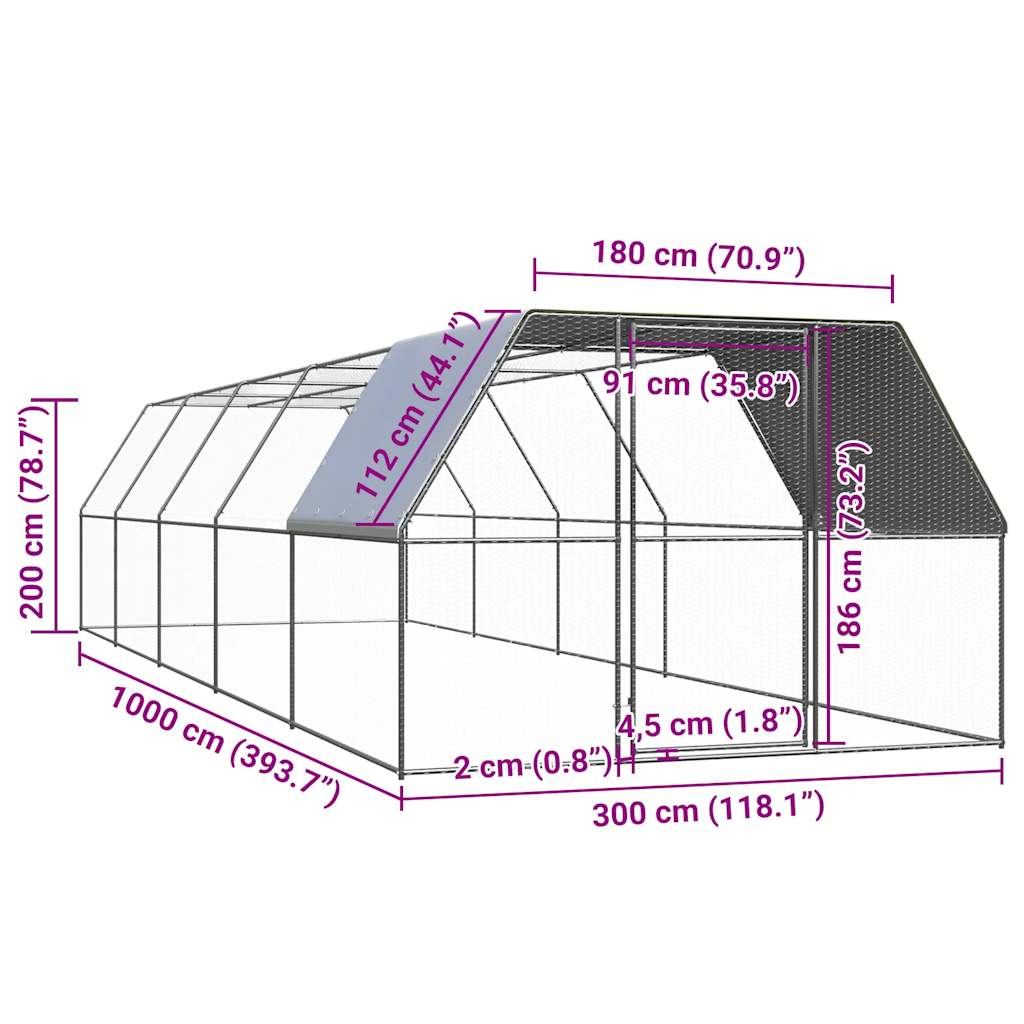 Chicken Cage Silver and grey Galvanized steel, Polyethylene Large