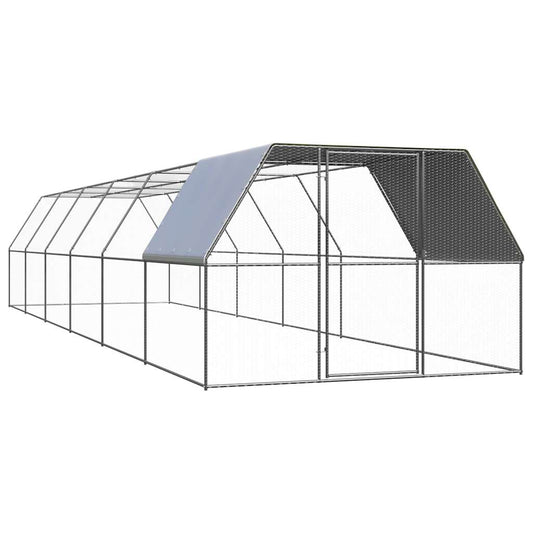 Chicken Cage Silver and Grey Galvanized steel, Polyethylene Large