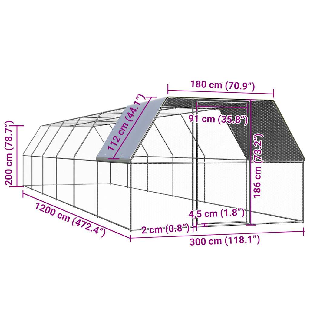 Chicken Cage Silver and Grey Galvanized steel, Polyethylene Large