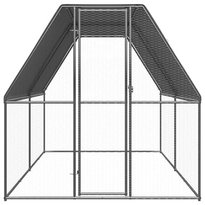 Chicken Cage Silver and Grey Galvanized Steel, Polyethylene Large