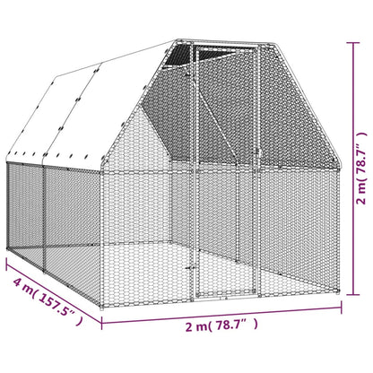Chicken Cage Silver and Grey Galvanized Steel, Polyethylene Large