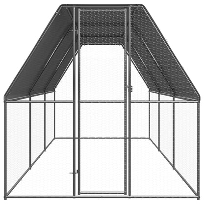 Chicken Cage Silver and Grey Galvanized Steel and Polyethylene