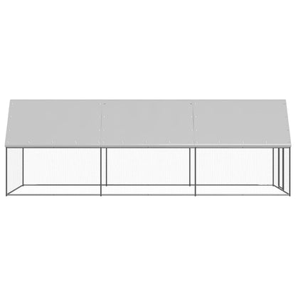 Chicken Cage Silver and Grey Galvanized Steel and Polyethylene
