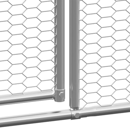 Chicken Cage Silver and Grey Galvanized Steel and Polyethylene