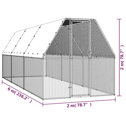 Chicken Cage Silver and Grey Galvanized Steel and Polyethylene