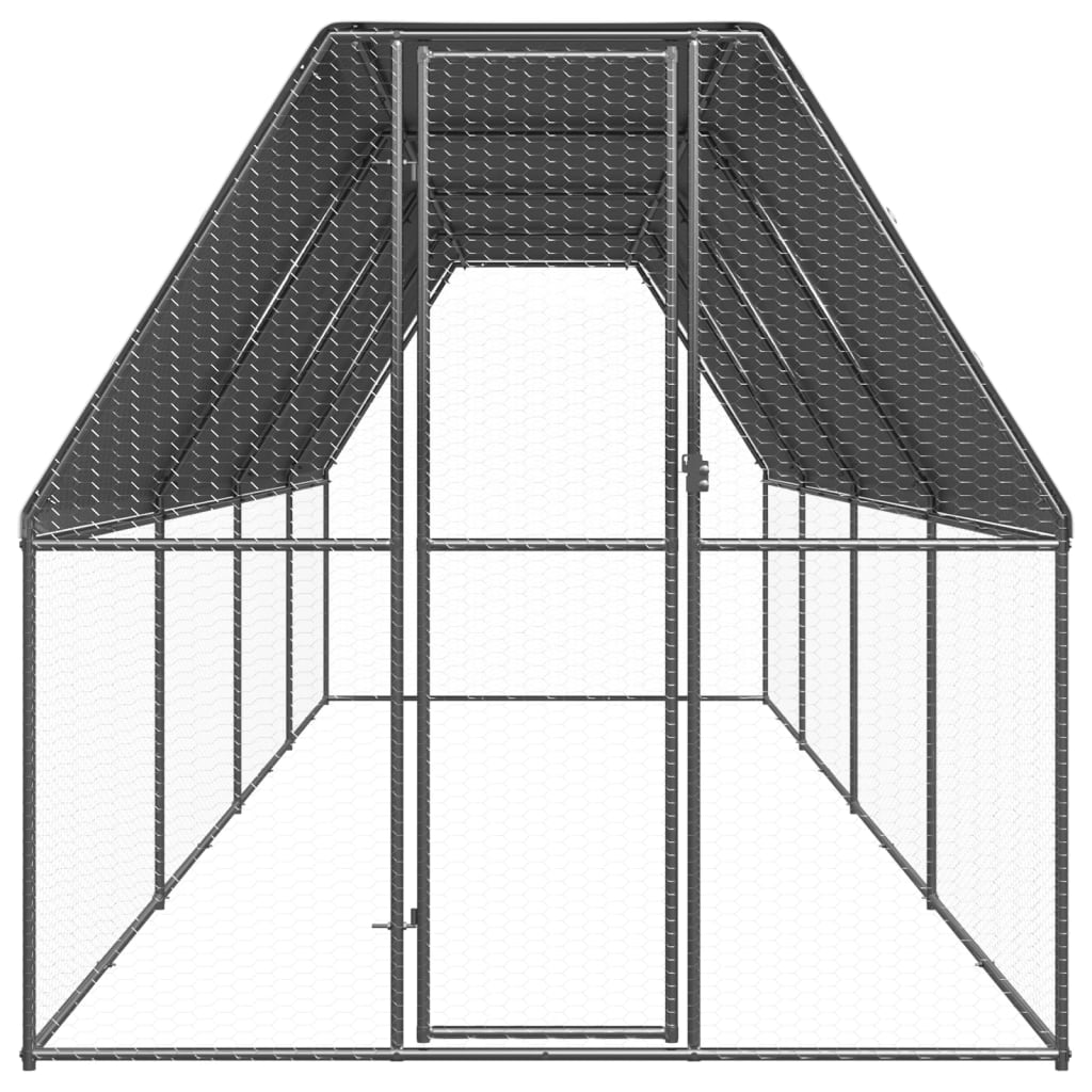 Chicken Cage Silver and Grey Galvanized Steel, Polyethylene Large
