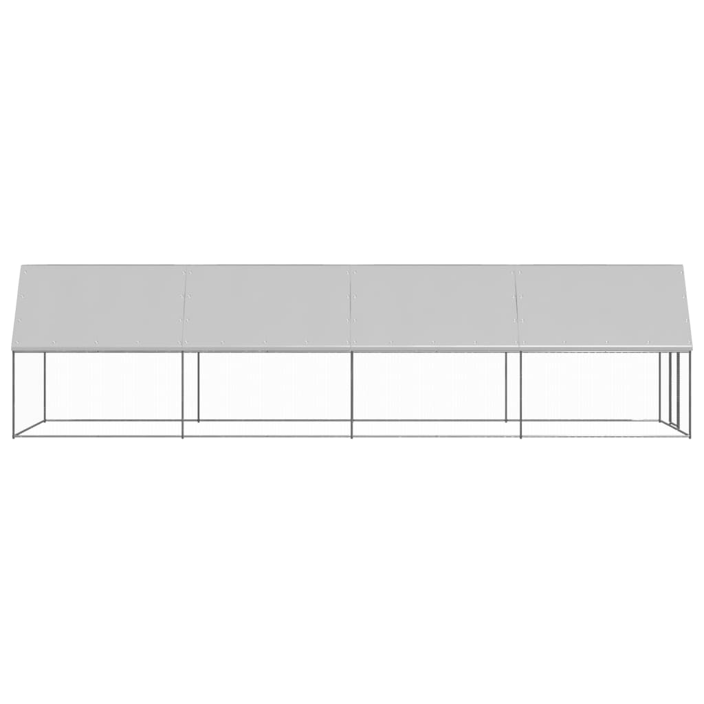 Chicken Cage Silver and Grey Galvanized Steel, Polyethylene Large