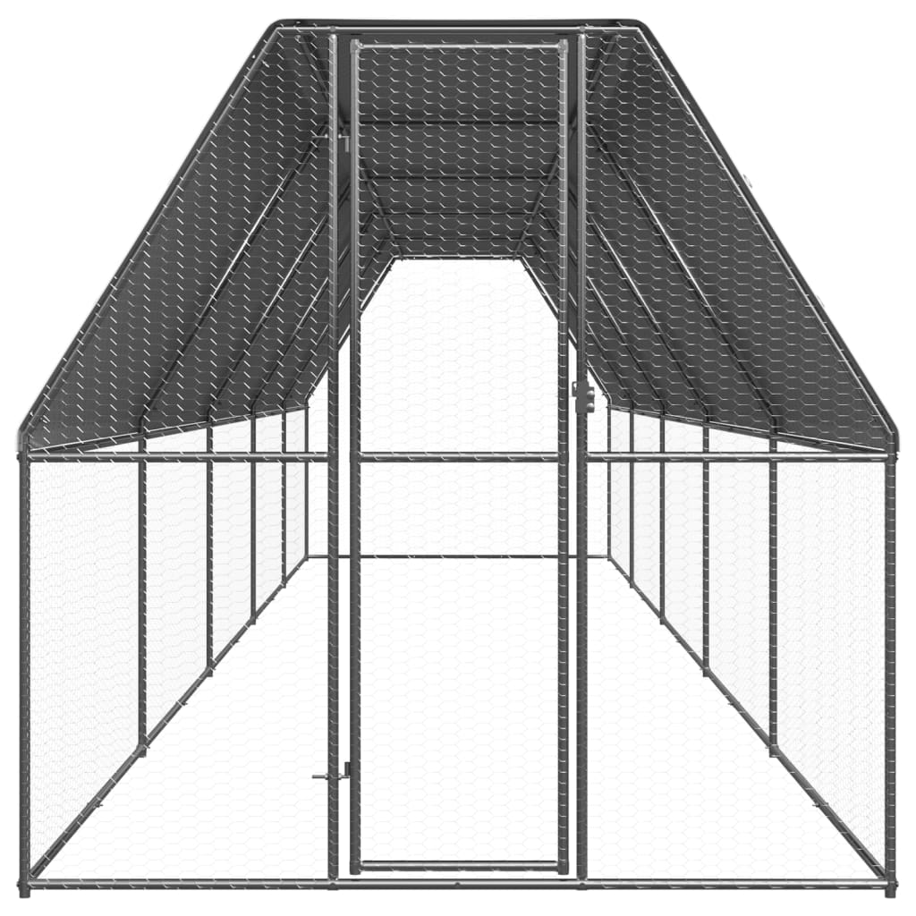 Chicken Cage Silver and Gray Galvanized steel, Polyethylene Large