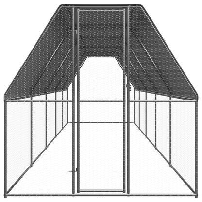 Chicken Cage Silver and Gray Galvanized steel, Polyethylene Large