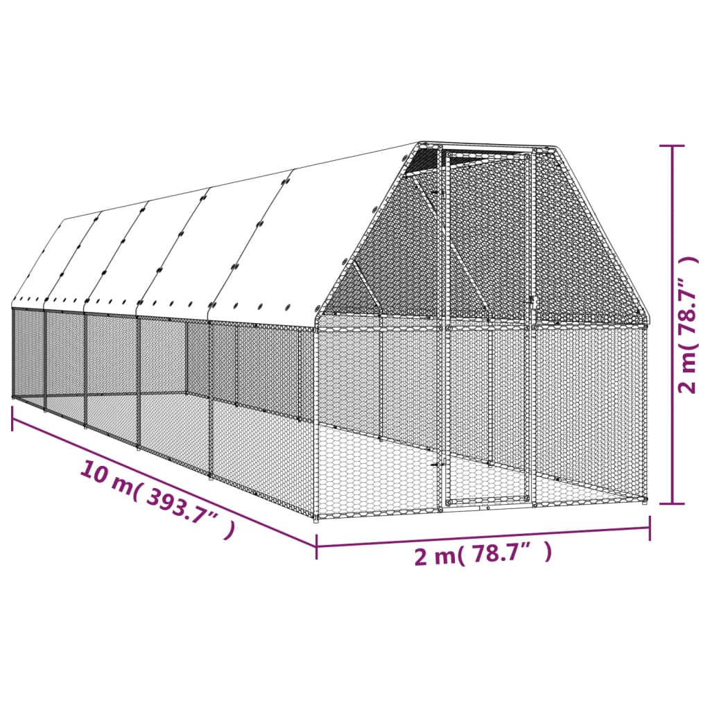 Chicken Cage Silver and Gray Galvanized steel, Polyethylene Large