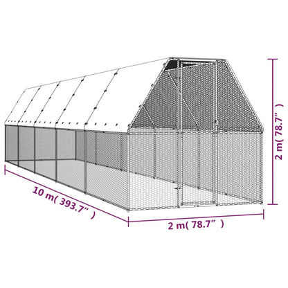 Chicken Cage Silver and Gray Galvanized steel, Polyethylene Large