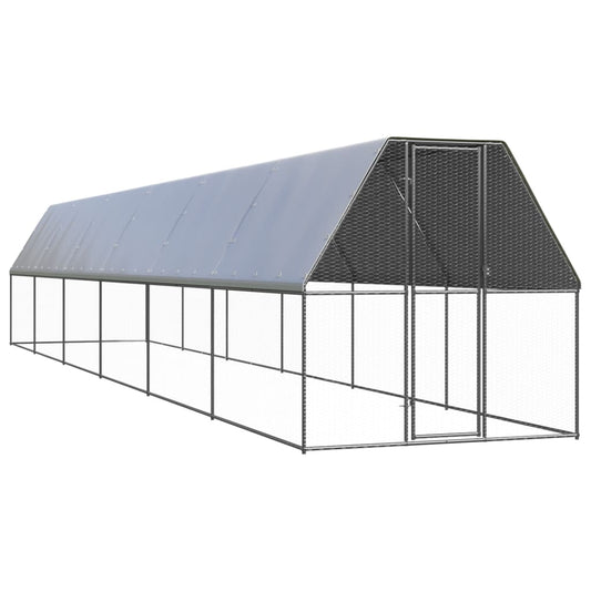 Chicken Cage Silver Galvanized Steel Large Chicken Cage