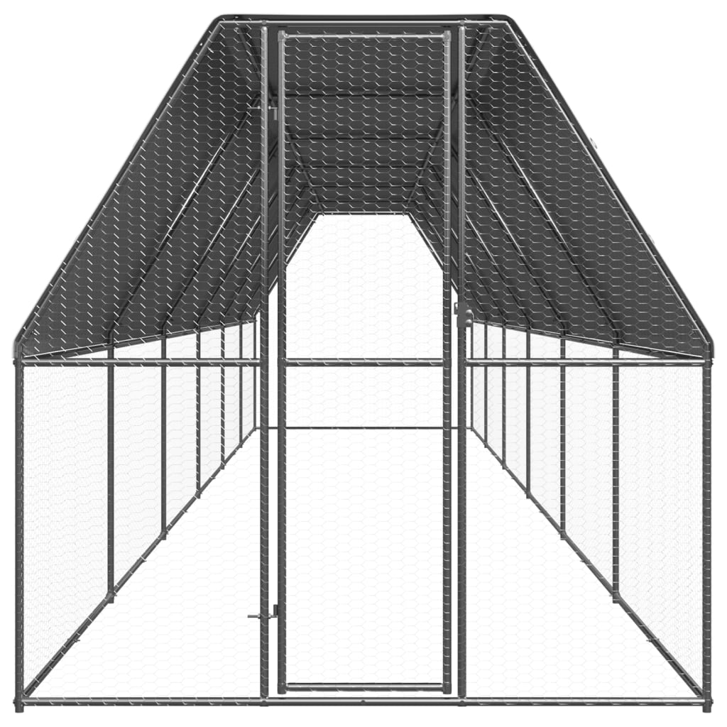 Chicken Cage Silver Galvanized Steel Large Chicken Cage