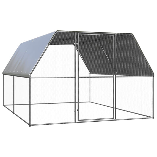 Chicken Cage Silver and gray Galvanized Steel, Polyethylene Large
