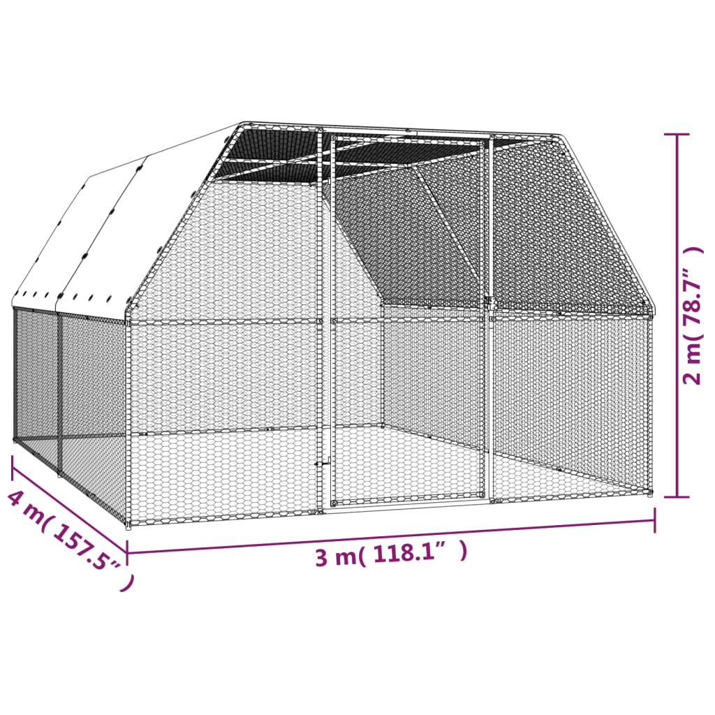 Chicken Cage Silver and gray Galvanized Steel, Polyethylene Large