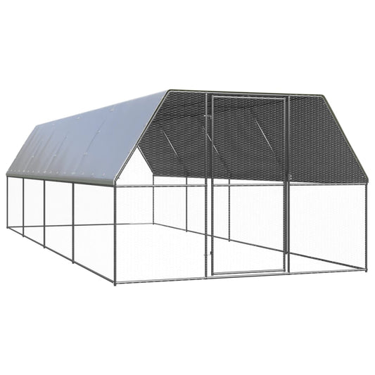 Chicken Cage Silver and Grey Galvanized steel, Polyethylene Large
