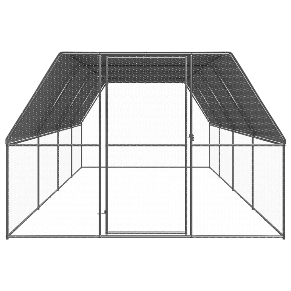 Chicken Cage Silver and Grey Galvanized steel, Polyethylene Large