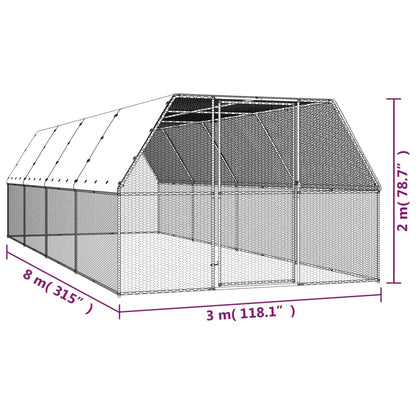 Chicken Cage Silver and Grey Galvanized steel, Polyethylene Large