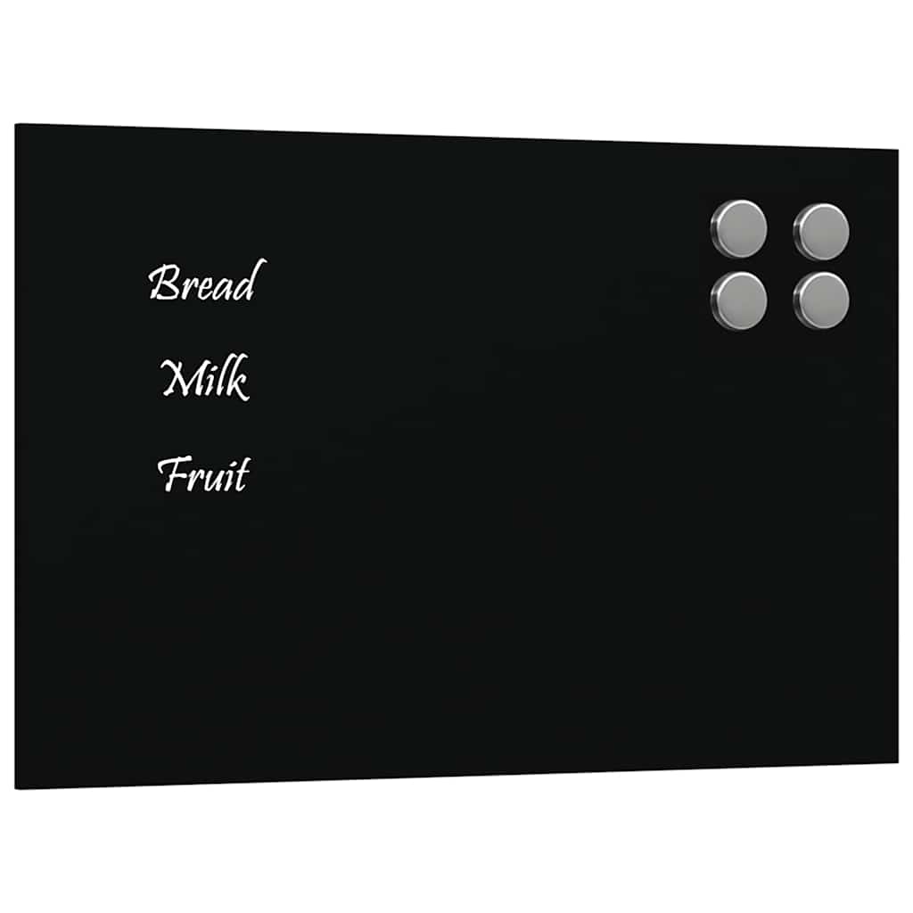 Wall-mounted Magnetic Board Black 11.8"x7.9" Tempered Glass