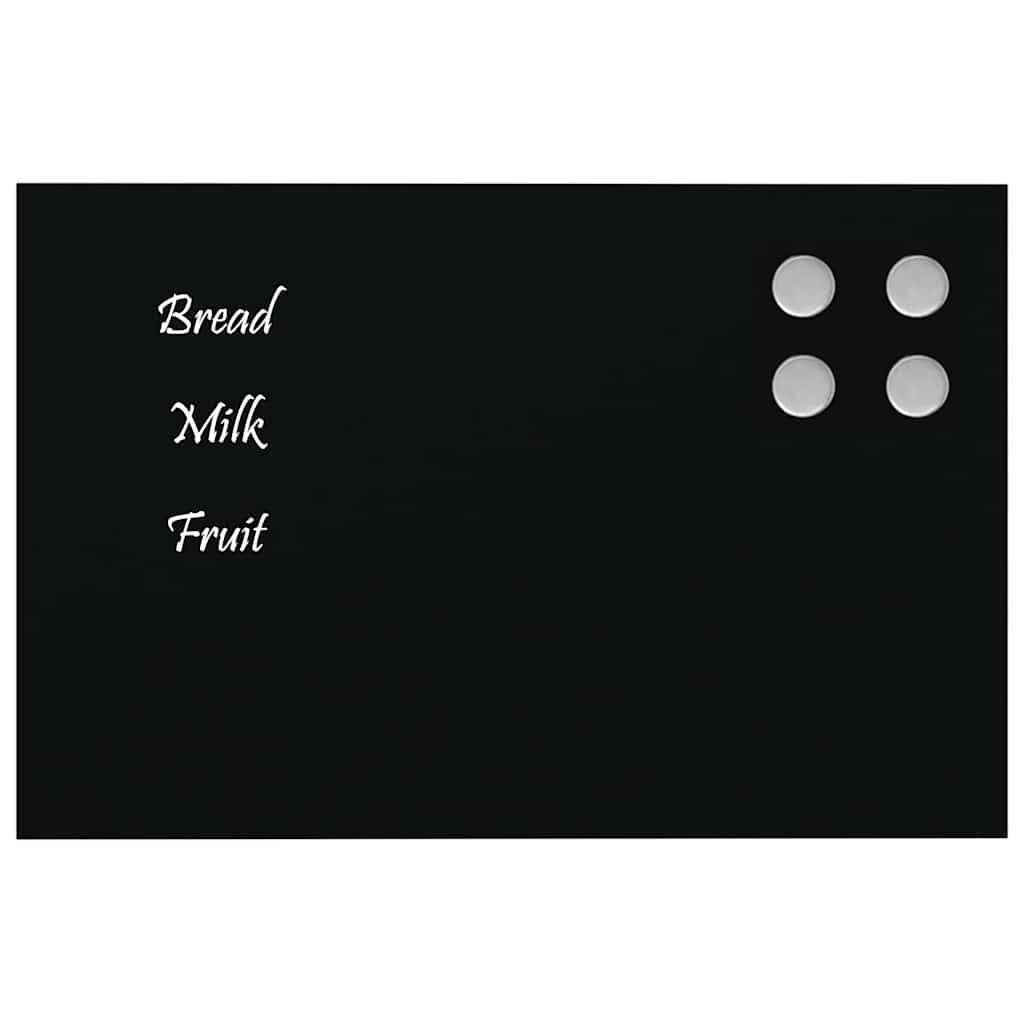 Wall-mounted Magnetic Board Black 11.8"x7.9" Tempered Glass