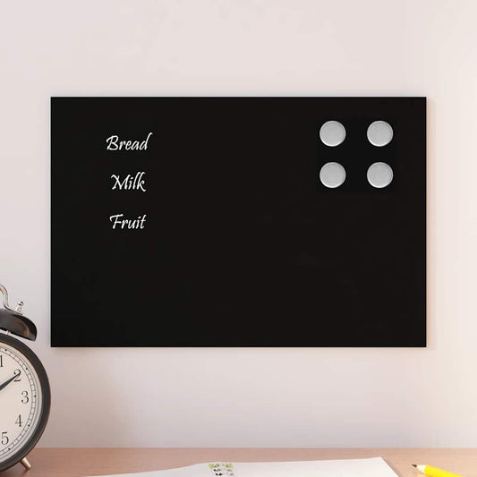 Wall-mounted Magnetic Board Black 11.8"x7.9" Tempered Glass