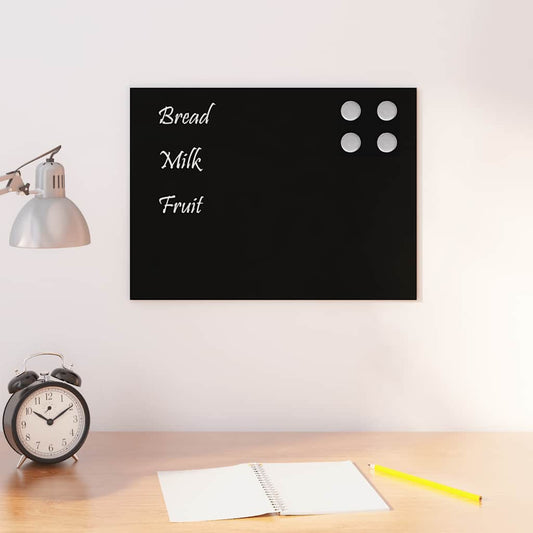 Wall-mounted Magnetic Board Black 15.7"x11.8" Tempered Glass