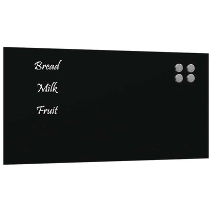 Wall-mounted Magnetic Board Black 23.6"x11.8" Tempered Glass