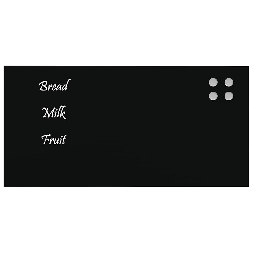 Wall-mounted Magnetic Board Black 23.6"x11.8" Tempered Glass