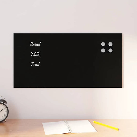 Wall-mounted Magnetic Board Black 23.6"x11.8" Tempered Glass