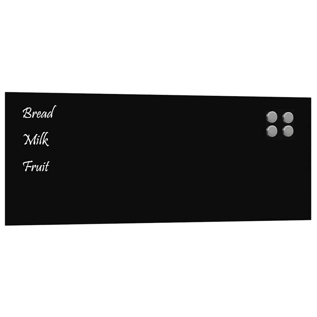 Wall-mounted Magnetic Board Black 31.5"x11.8" Tempered Glass