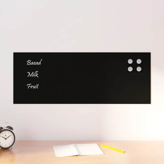 Wall-mounted Magnetic Board Black 31.5"x11.8" Tempered Glass