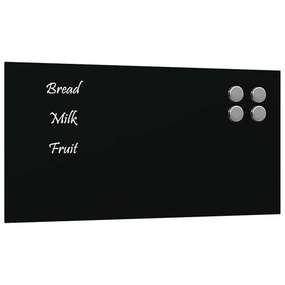 Wall-mounted Magnetic Board Black 15.7"x7.9" Tempered Glass