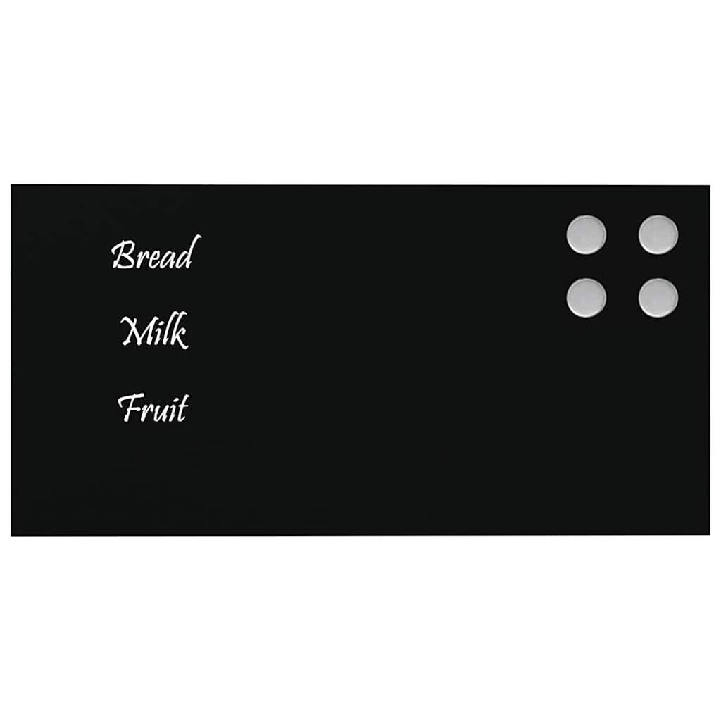 Wall-mounted Magnetic Board Black 15.7"x7.9" Tempered Glass