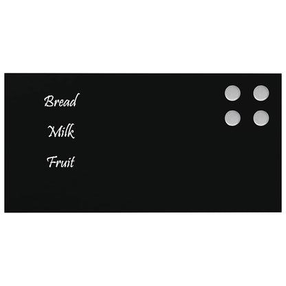 Wall-mounted Magnetic Board Black 15.7"x7.9" Tempered Glass