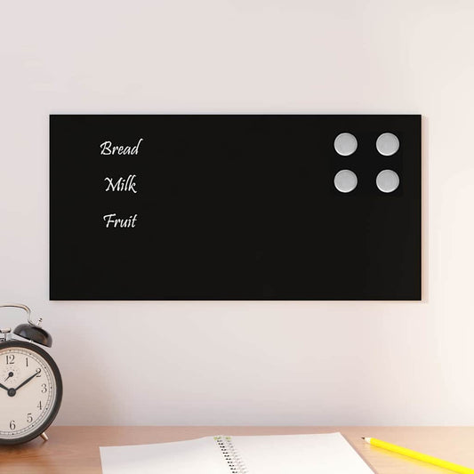 Wall-mounted Magnetic Board Black 15.7"x7.9" Tempered Glass