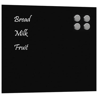Wall-mounted Magnetic Board Black 23.6"x19.7" Tempered Glass