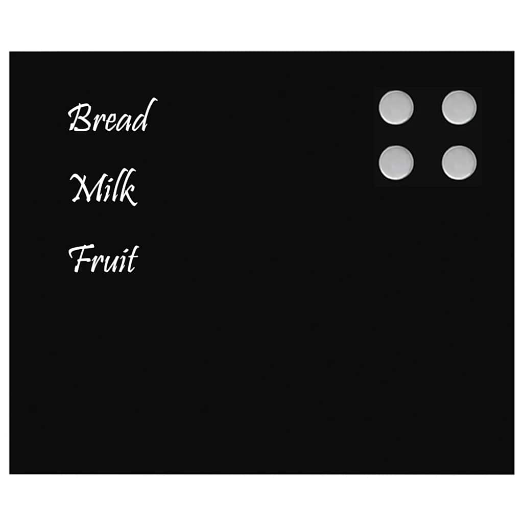 Wall-mounted Magnetic Board Black 23.6"x19.7" Tempered Glass