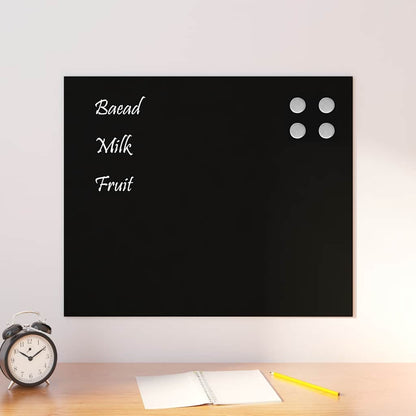 Wall-mounted Magnetic Board Black 23.6"x19.7" Tempered Glass