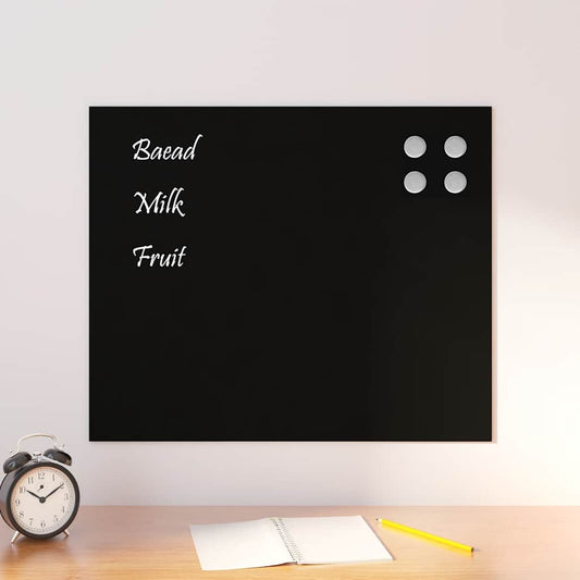 Wall-mounted Magnetic Board Black 23.6"x19.7" Tempered Glass