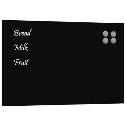 Wall-mounted Magnetic Board Black 31.5"x19.7" Tempered Glass