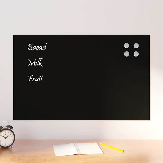 Wall-mounted Magnetic Board Black 31.5"x19.7" Tempered Glass