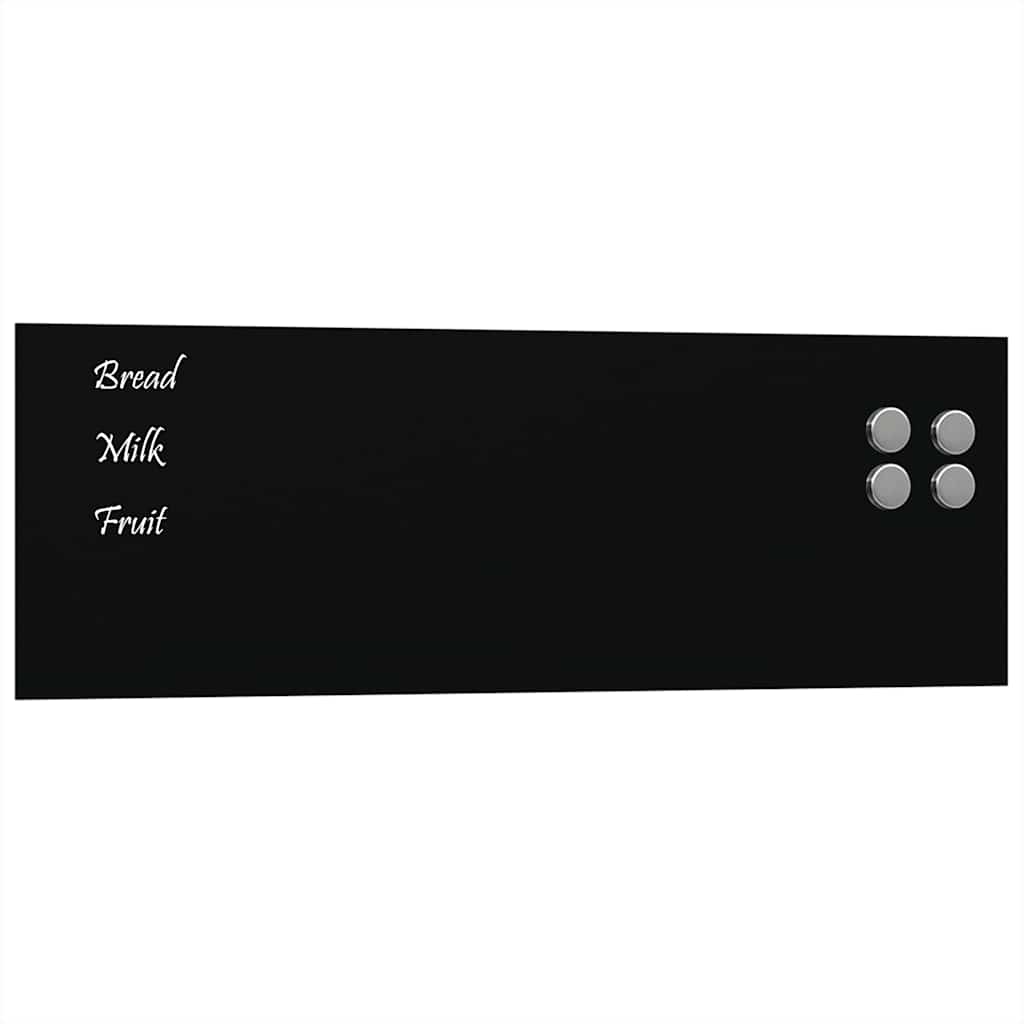 Wall-mounted Magnetic Board Black 23.6"x7.9" Tempered Glass