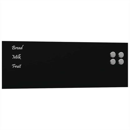 Wall-mounted Magnetic Board Black 23.6"x7.9" Tempered Glass