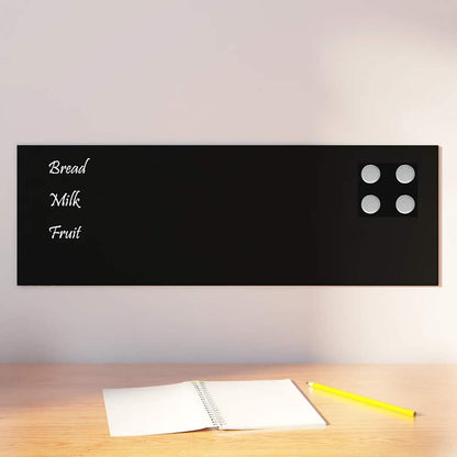 Wall-mounted Magnetic Board Black 23.6"x7.9" Tempered Glass