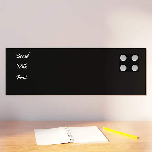 Wall-mounted Magnetic Board Black 23.6"x7.9" Tempered Glass